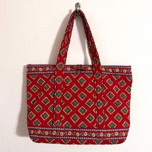 Vera Bradley Villa Red toggle tote shoulder bag, vintage Vera